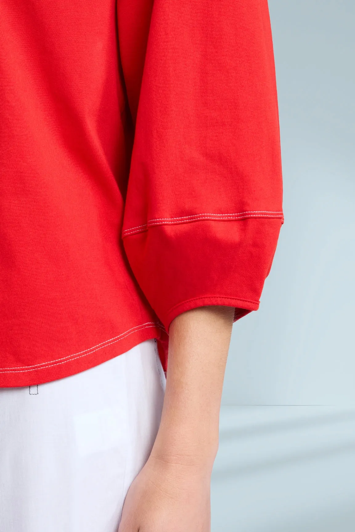 Marco Polo Lantern Sleeve Tee Poppy