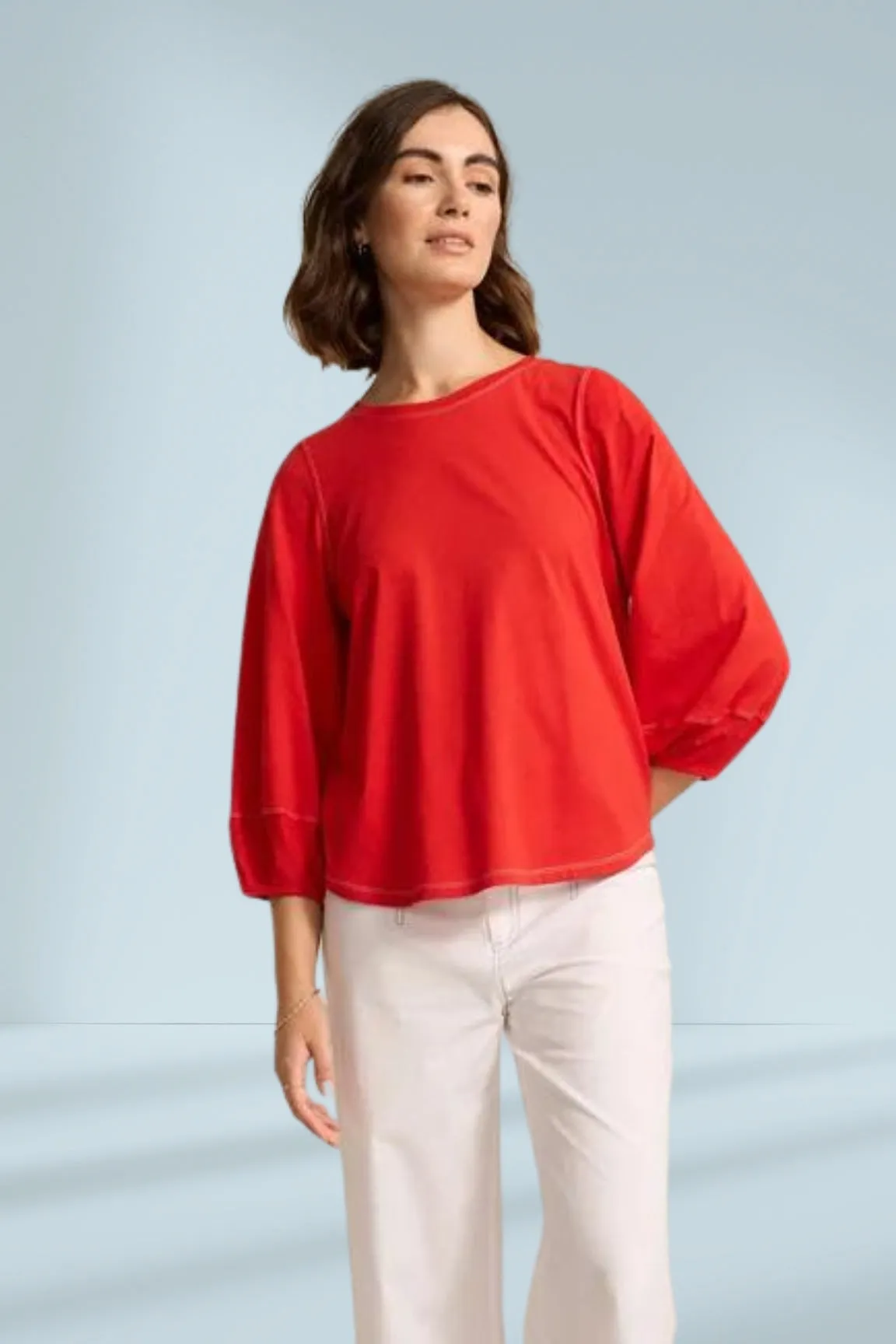 Marco Polo Lantern Sleeve Tee Poppy