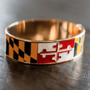 Maryland Flag Bracelet (Gold) / Enamel Bangle Bracelet