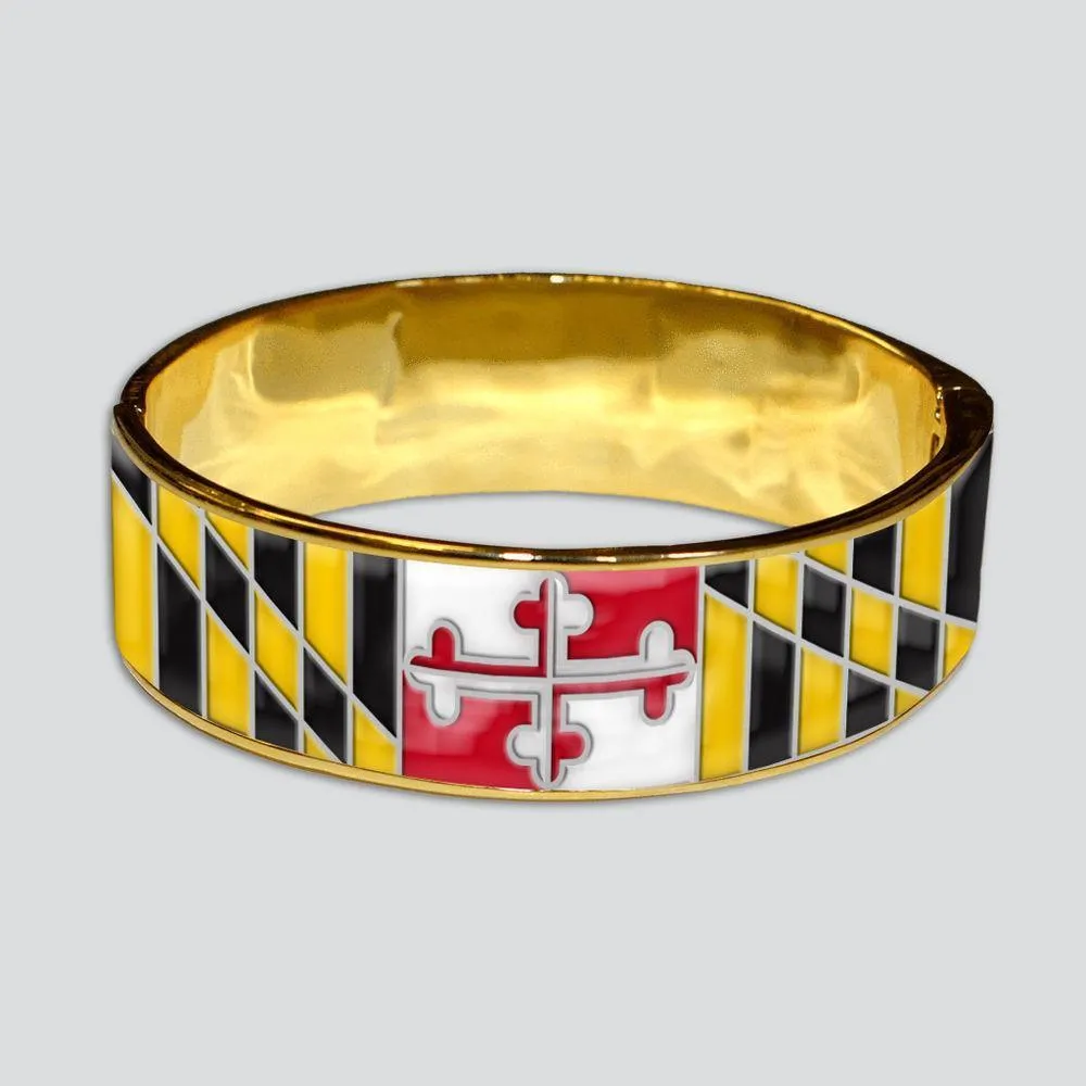 Maryland Flag Bracelet (Gold) / Enamel Bangle Bracelet