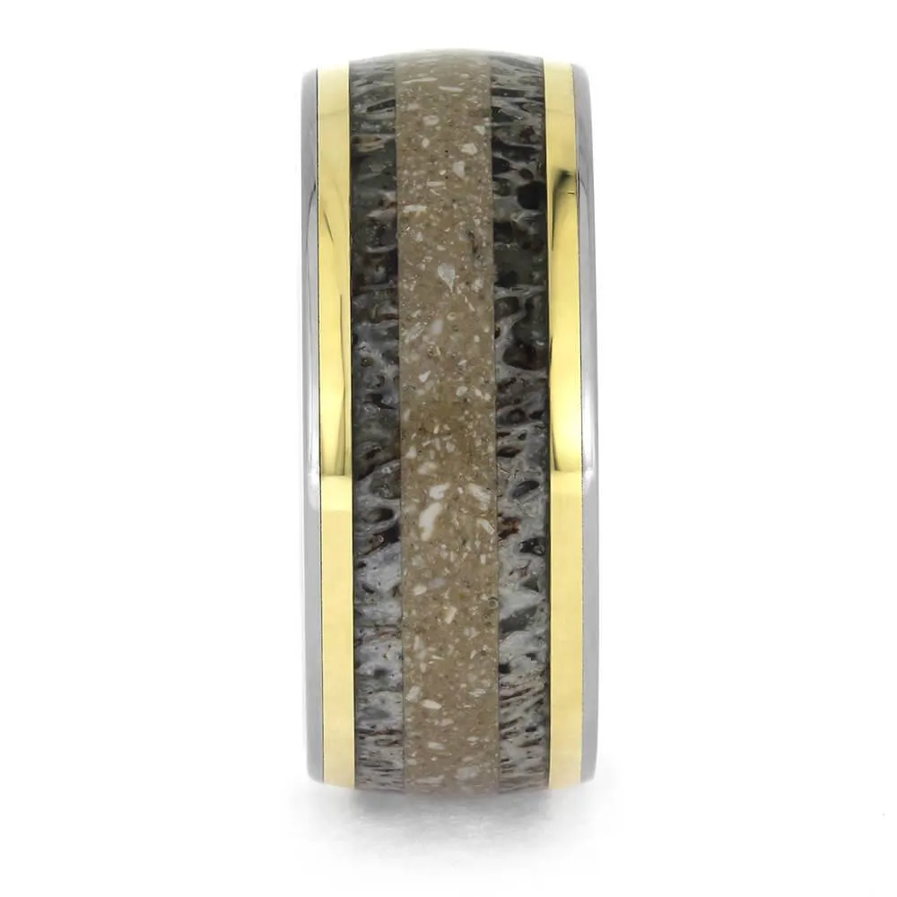 Memorial Ring with Antler & Cremains