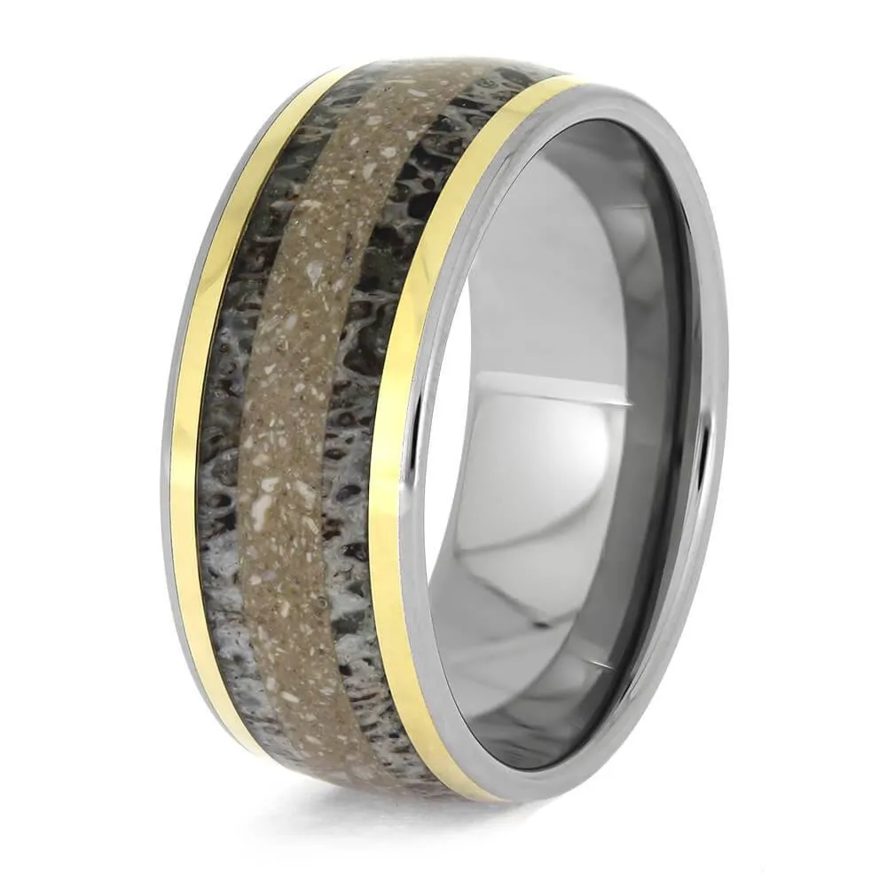 Memorial Ring with Antler & Cremains