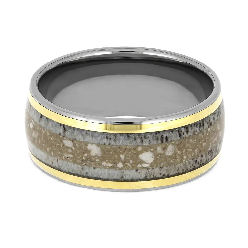 Memorial Ring with Antler & Cremains