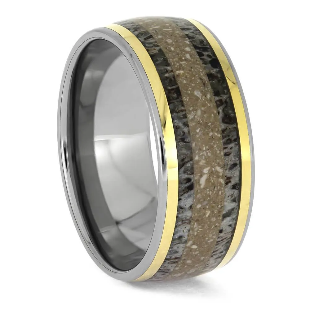 Memorial Ring with Antler & Cremains
