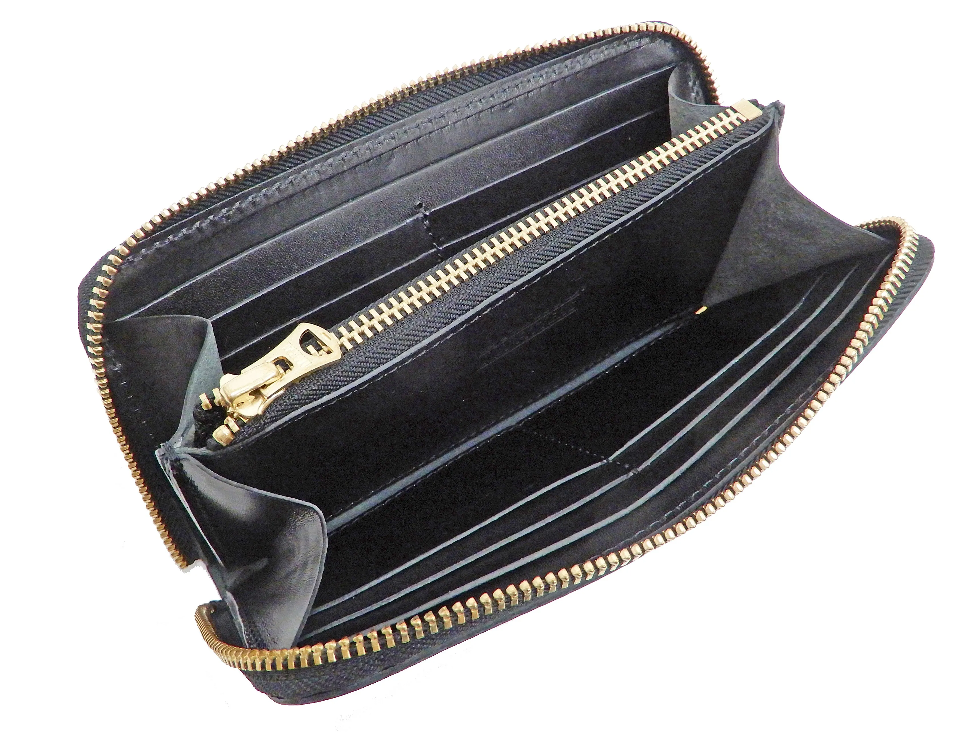 Men's Casual Leather Long Wallet Barns Outfitters Cordovan Zip Around Wallet LE-4318 Black