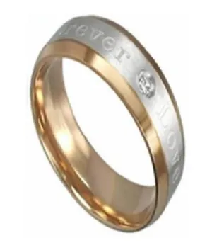 Men's Two-Toned Engraved Titanium Ring Engraved with "Forever Love" 6mm