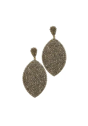 Mo & Me Silver & 18KYG Grey Diamond Dangle Earrings