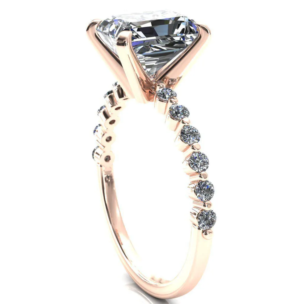 Niamh Radiant Moissanite 4 V-Prong 1/2 Shared Single Prong Shank Engagement Ring