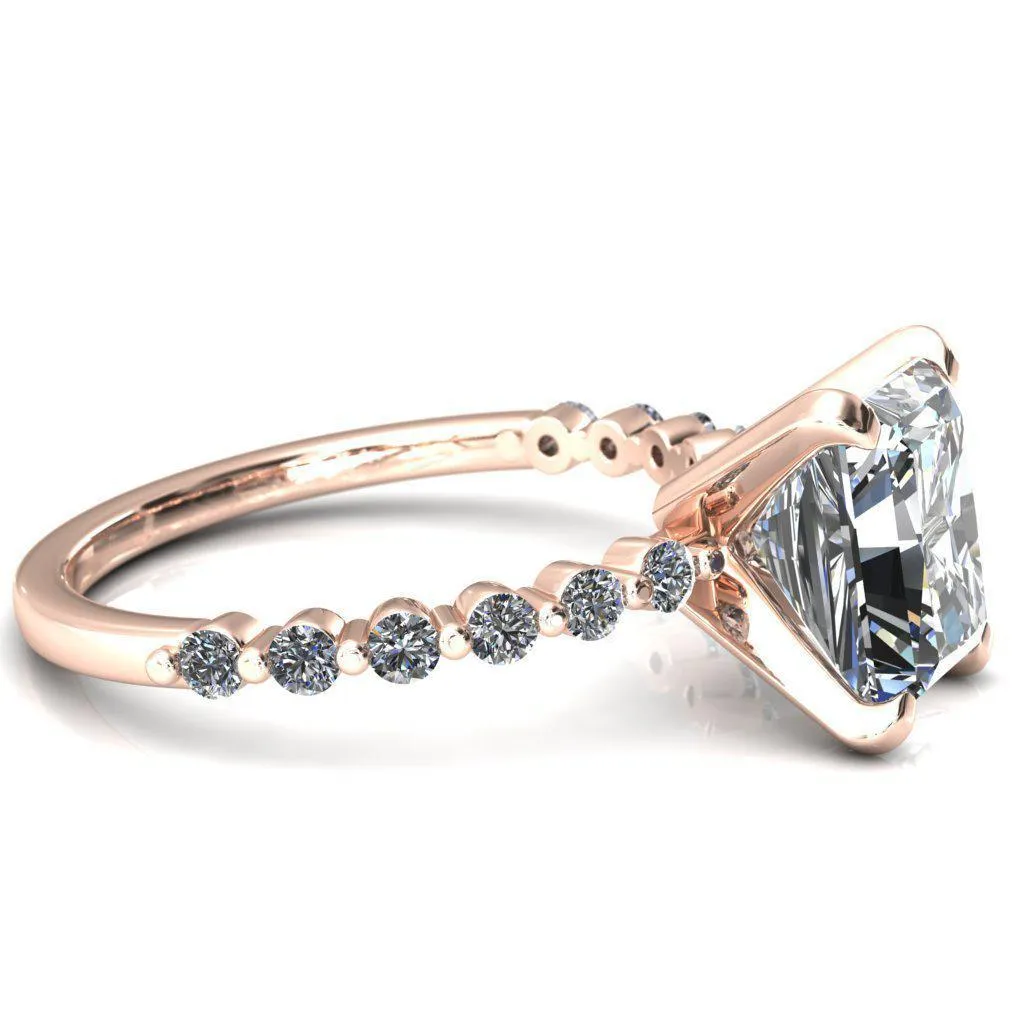 Niamh Radiant Moissanite 4 V-Prong 1/2 Shared Single Prong Shank Engagement Ring