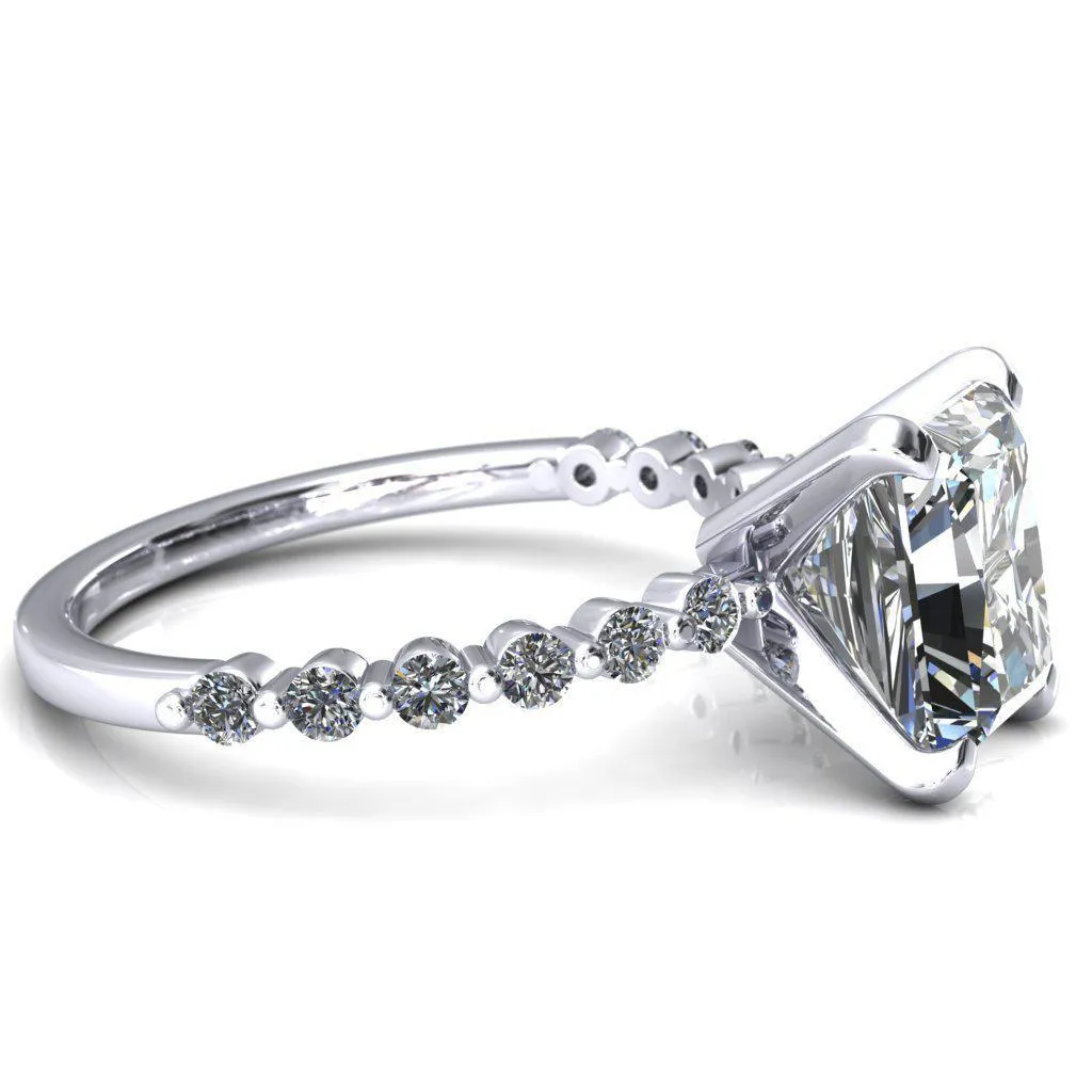 Niamh Radiant Moissanite 4 V-Prong 1/2 Shared Single Prong Shank Engagement Ring