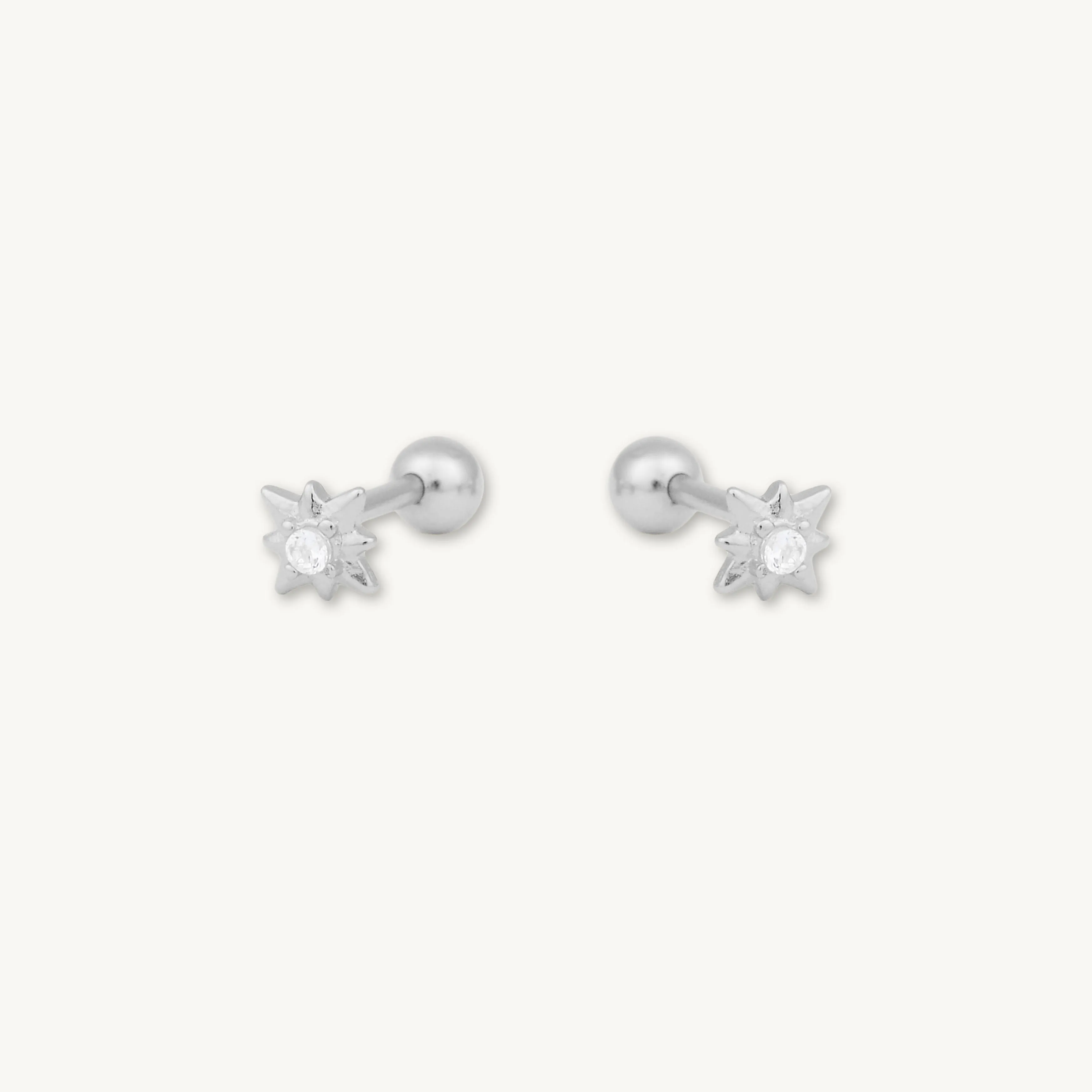 North Star Sapphire Barbell Stud Cartilage Earrings