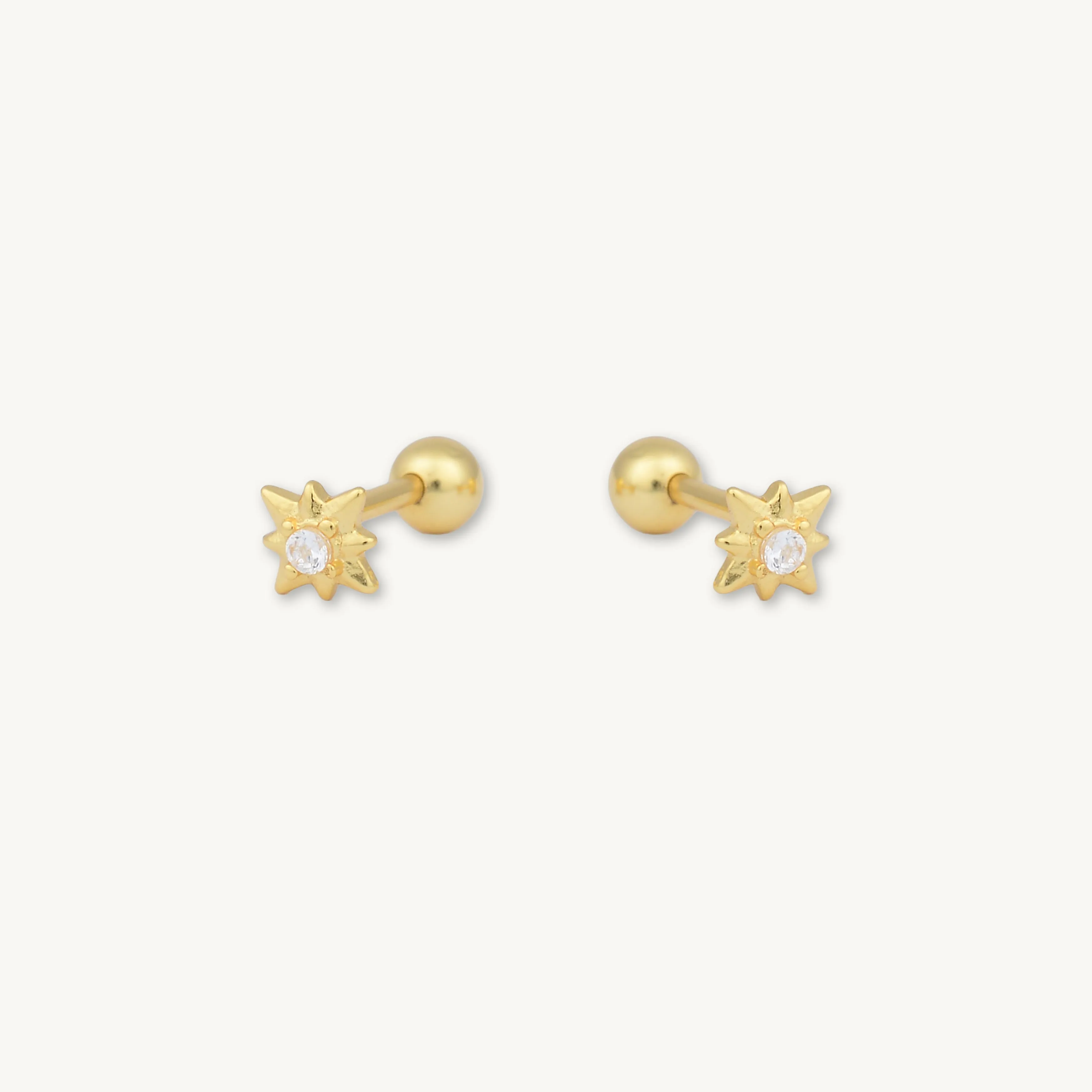 North Star Sapphire Barbell Stud Cartilage Earrings