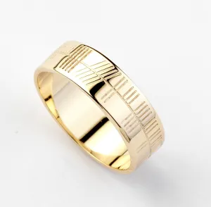 Ogham Gold Ring - Wide