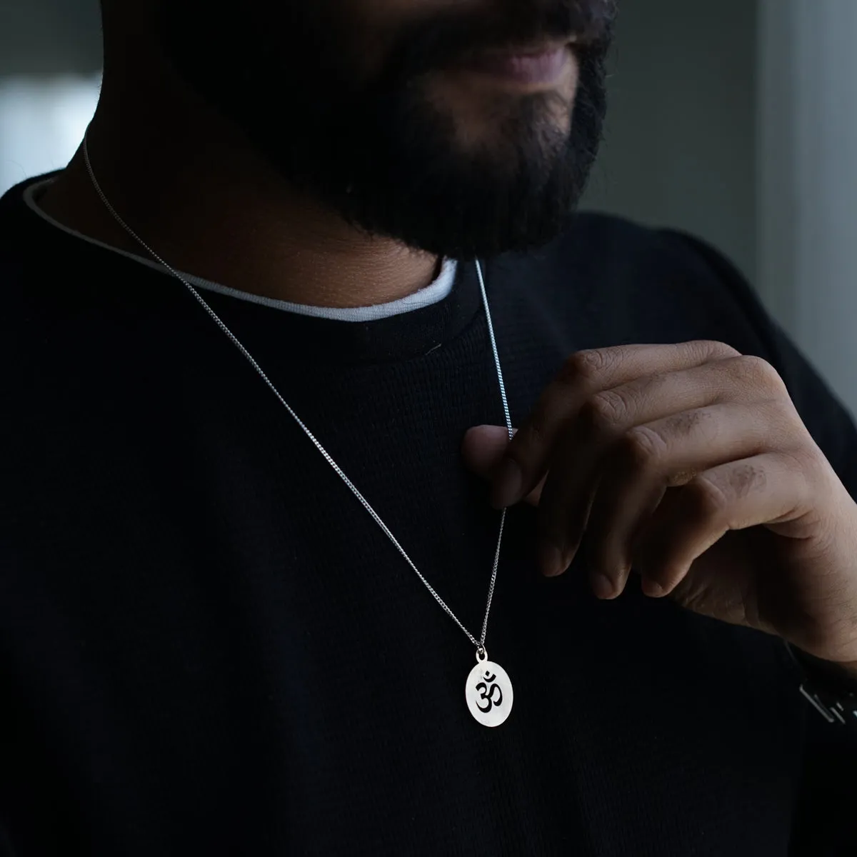 Om Pendant with Silver Chain for Men