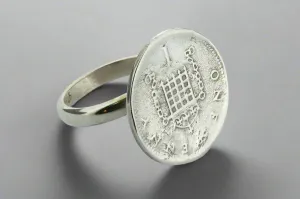 One Penny coin ring - sterling silver