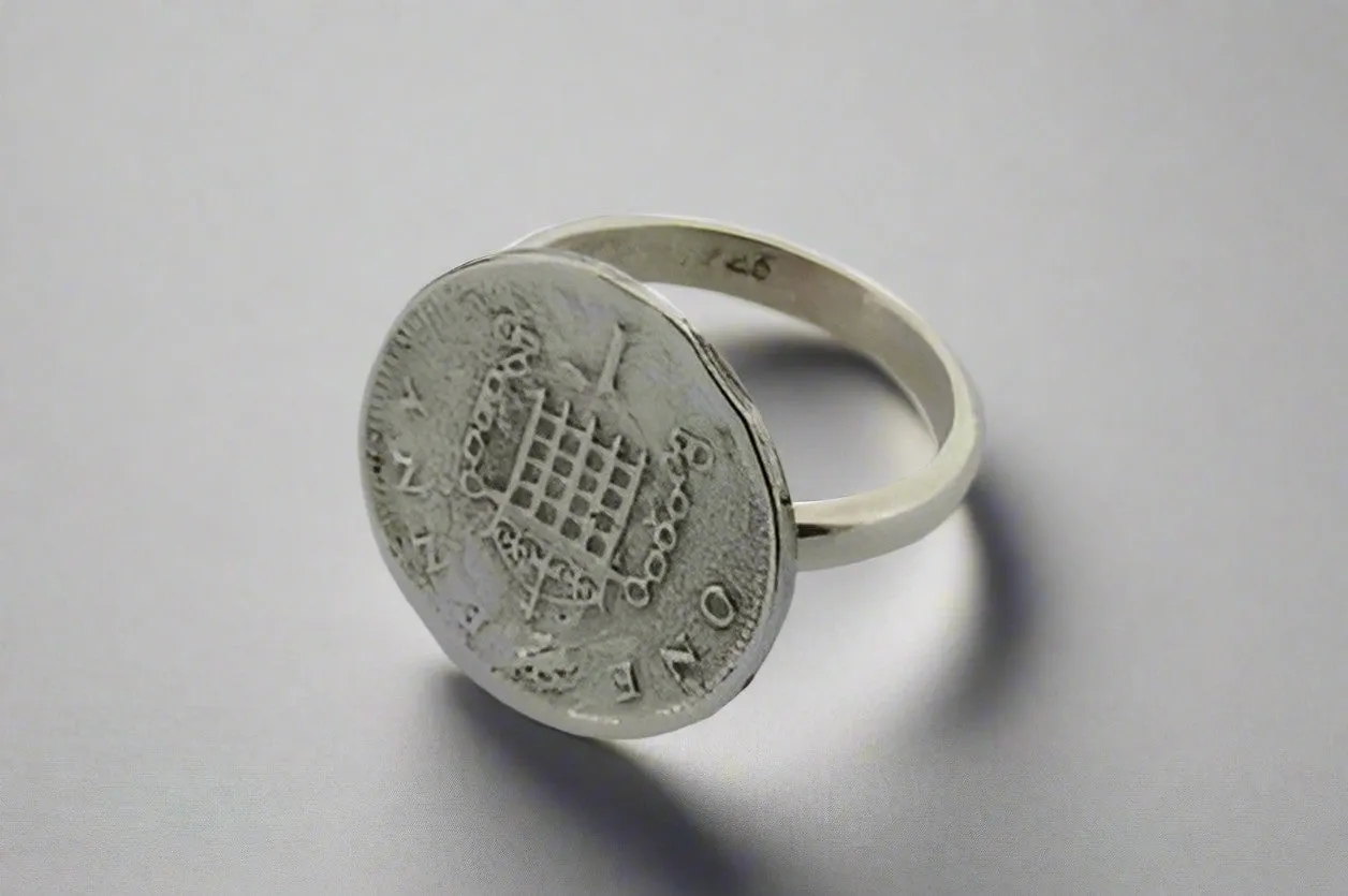 One Penny coin ring - sterling silver