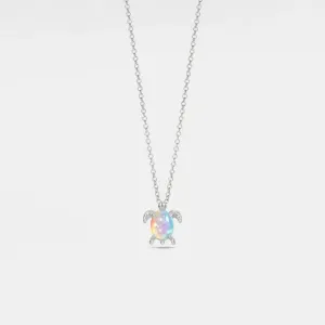 Opal Sea Turtle Charm Necklace