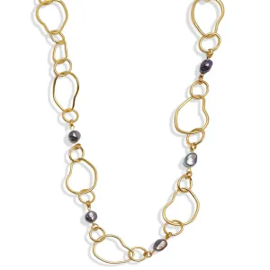 Organic Link X Peacock Pearl Station Necklace Organic Link X Peacock Pearl Station Necklace