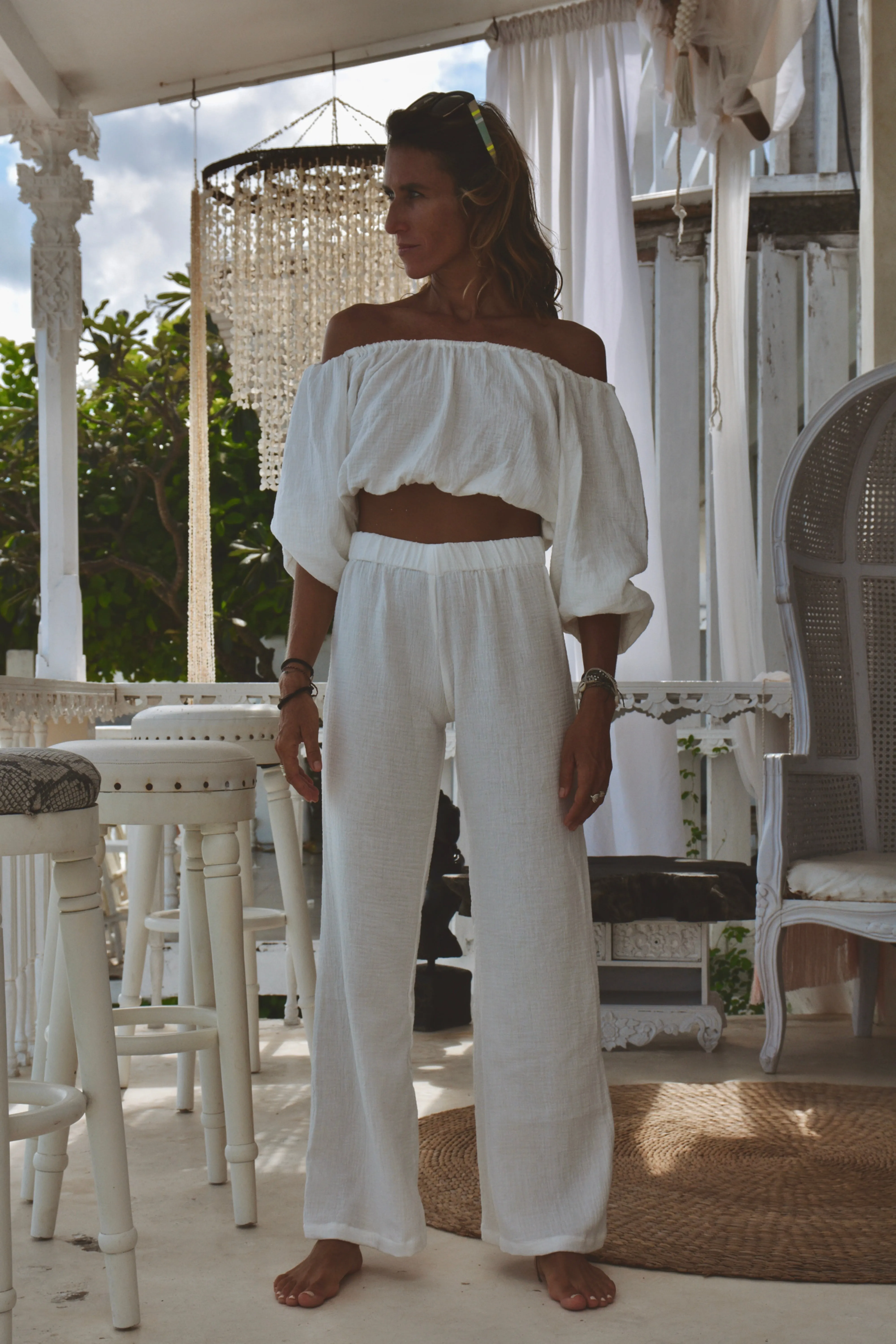 Organic White off the shoulder top