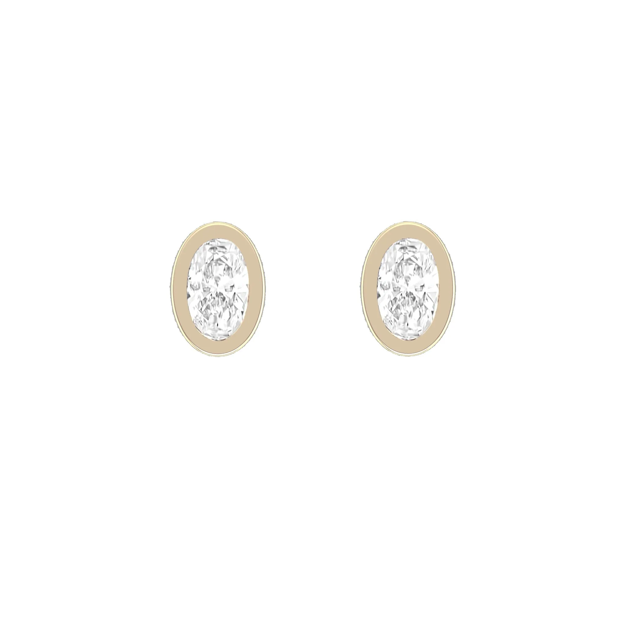 Oval Diamond Bezel Earrings