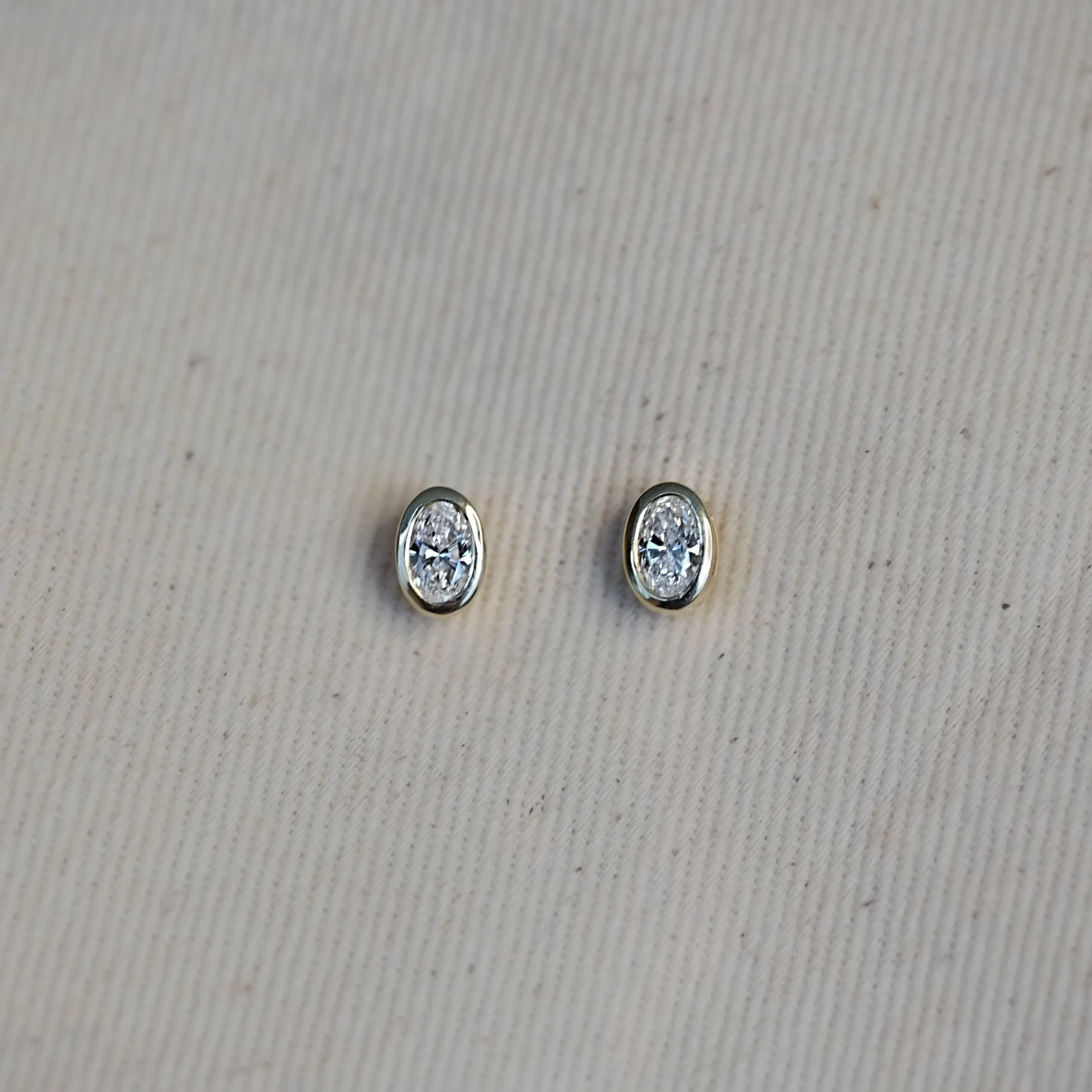 Oval Diamond Bezel Earrings