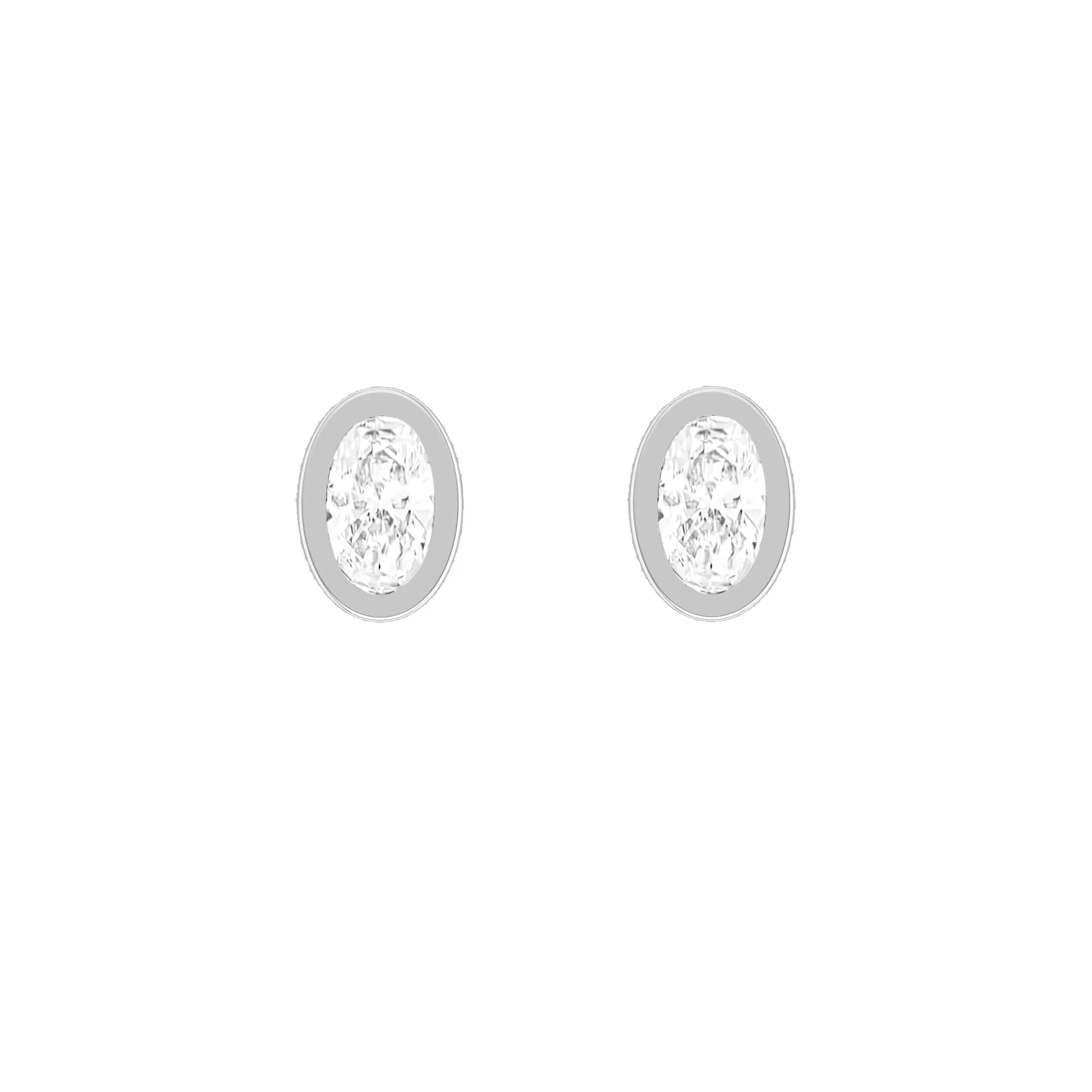 Oval Diamond Bezel Earrings