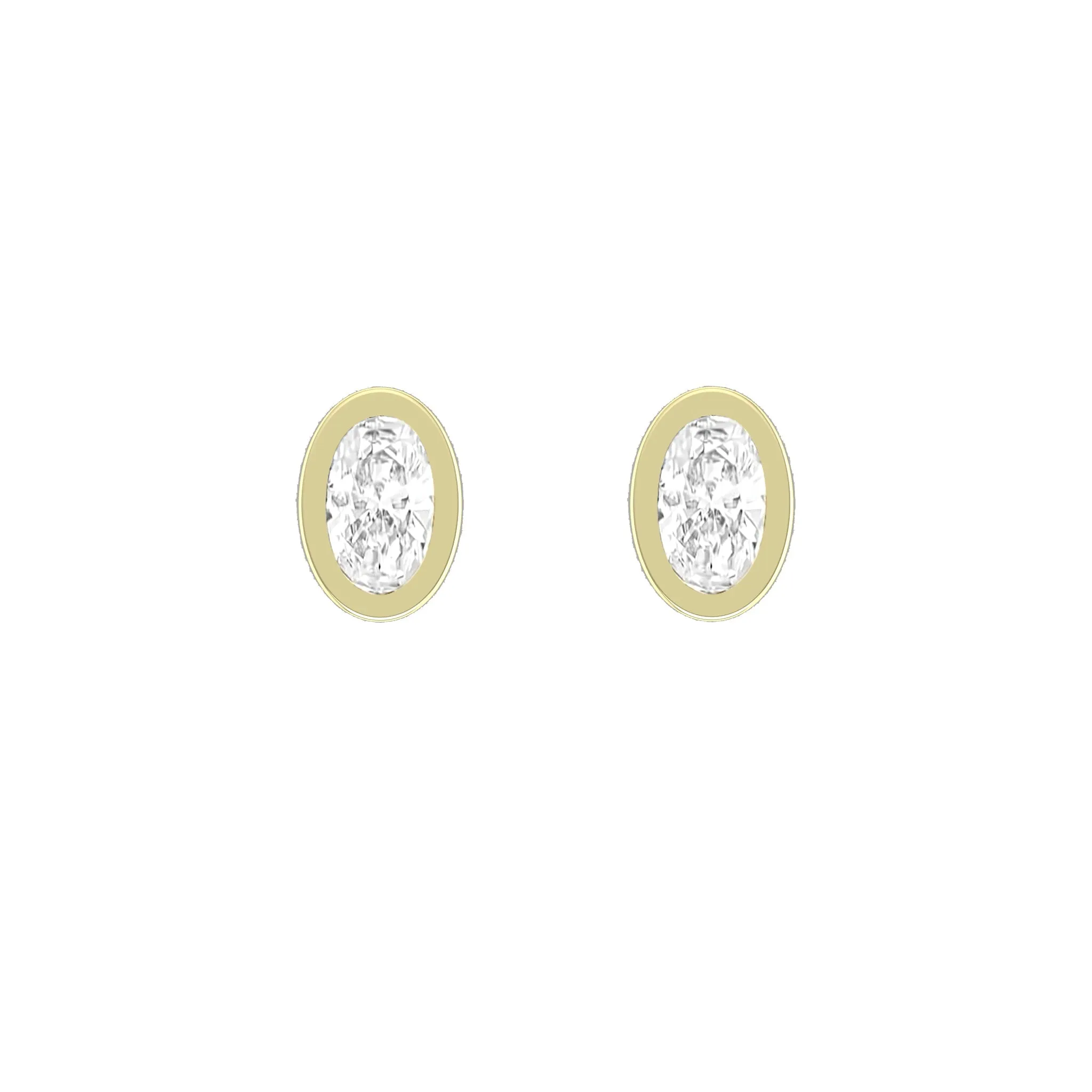 Oval Diamond Bezel Earrings