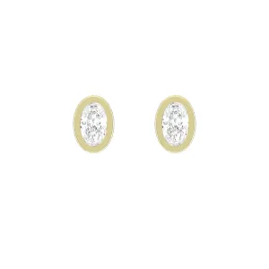 Oval Diamond Bezel Earrings