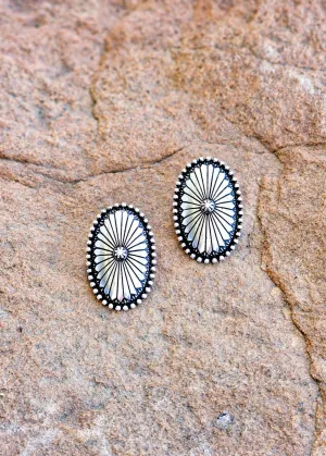 Oval Starburst Earrings