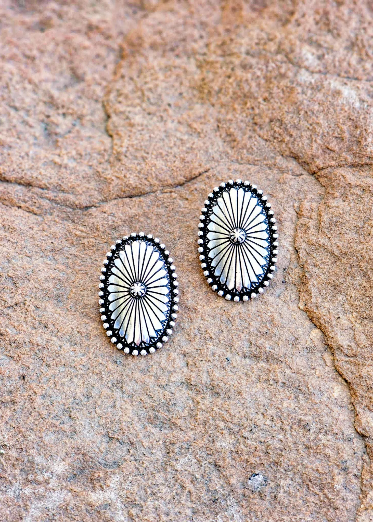 Oval Starburst Earrings