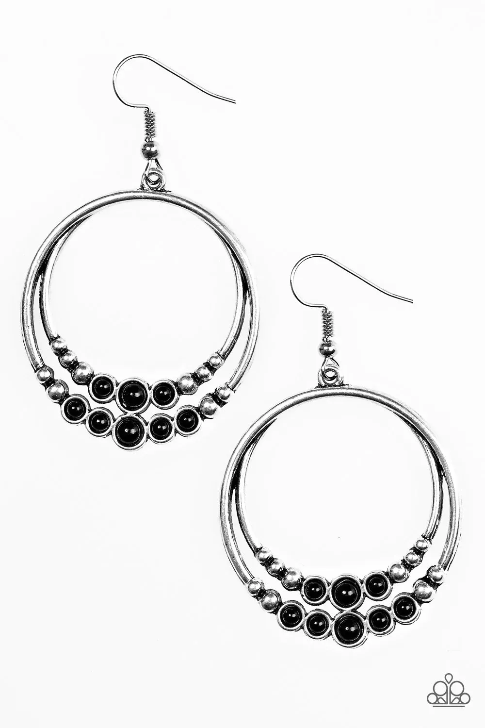 Paparazzi Earring ~ Spiraling Serenity - Black