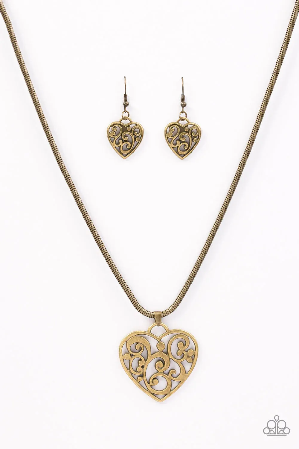 Paparazzi Necklace ~ FILIGREE Your Heart With Love - Brass