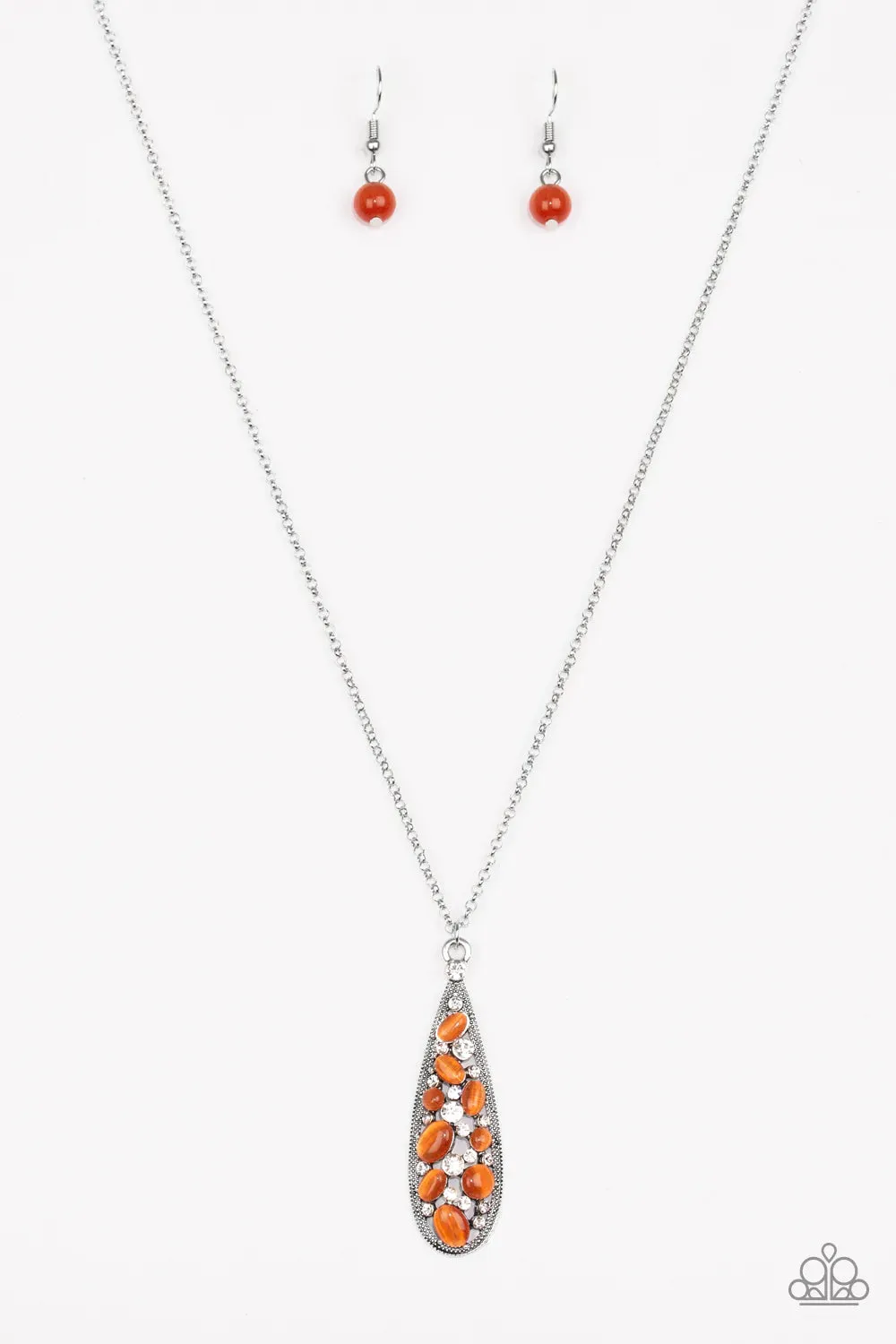 Paparazzi Necklace ~ Teardrop Treasure - Orange
