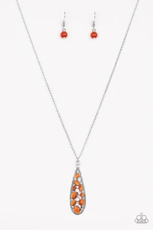 Paparazzi Necklace ~ Teardrop Treasure - Orange