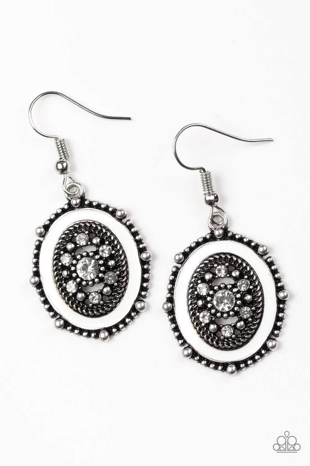 Paparazzi Picture of WEALTH White Fishhook Earrings - P5RE-WTXX-334XX