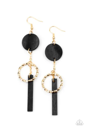 Paparazzi Raw Refinement Black Fishhook Earrings - P5SE-BKXX-212XX