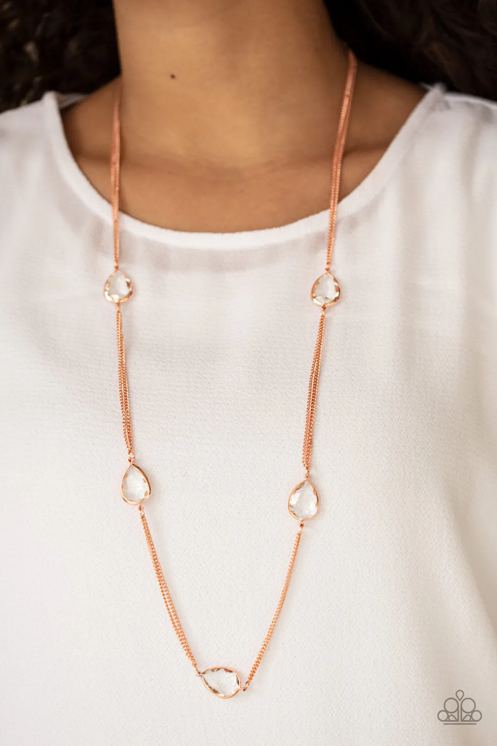 Paparazzi Teardrop Timelessness Copper Long Necklace