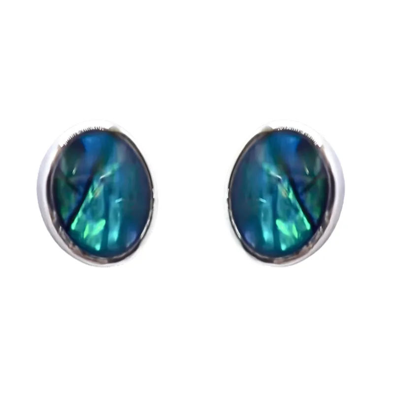 Paua Bezel Medium Oval Stud Earrings