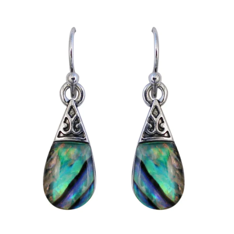 Paua Filigree Drop Hook Earrings