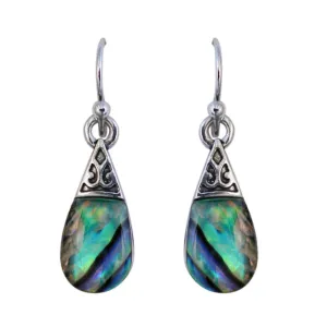 Paua Filigree Drop Hook Earrings