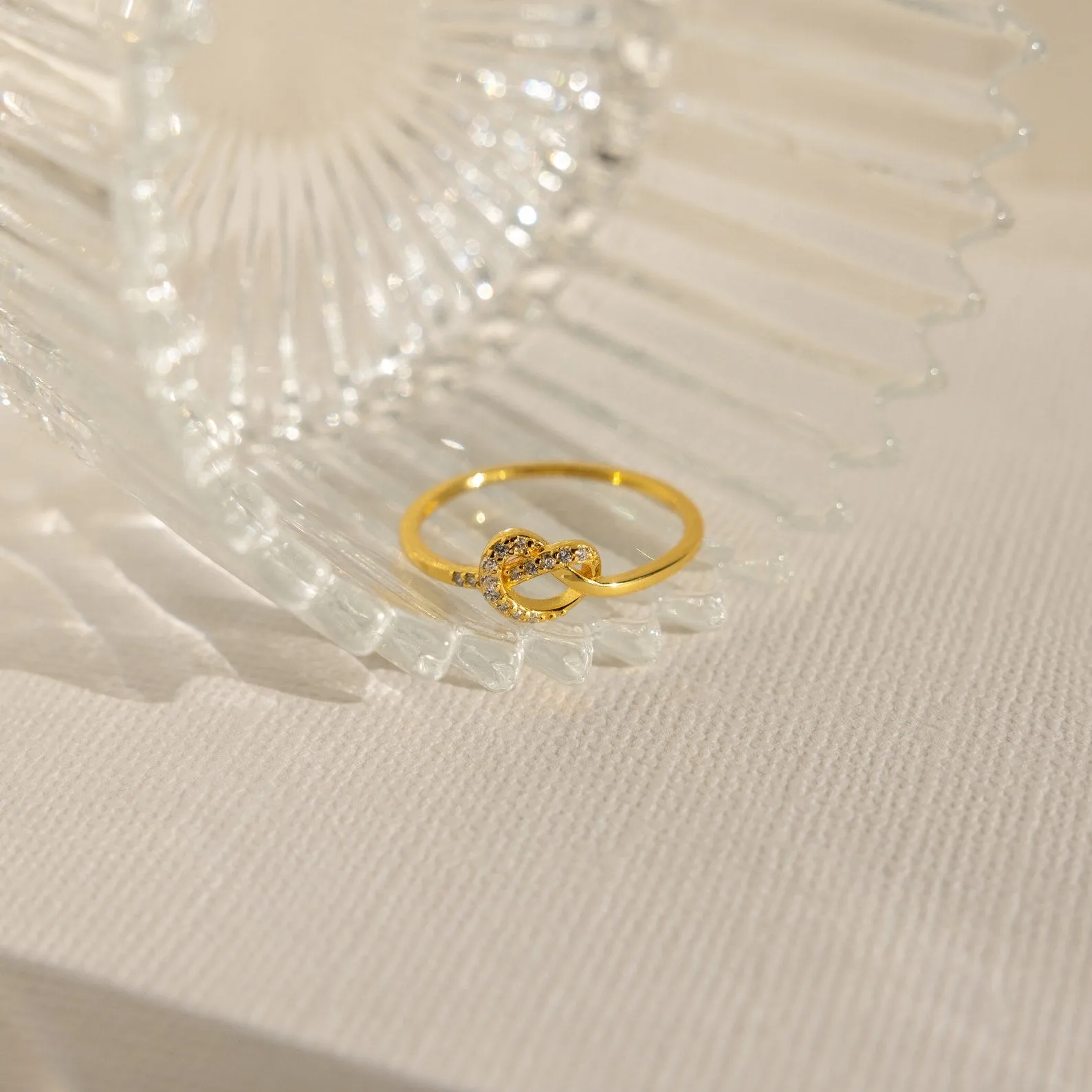 Pave Heart Knot Ring