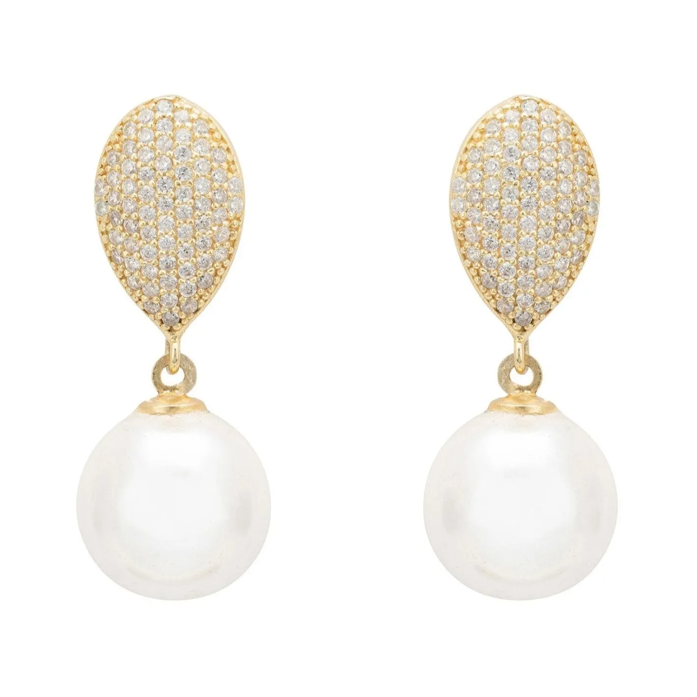 Pearl Classic Drop Earrings in Gold