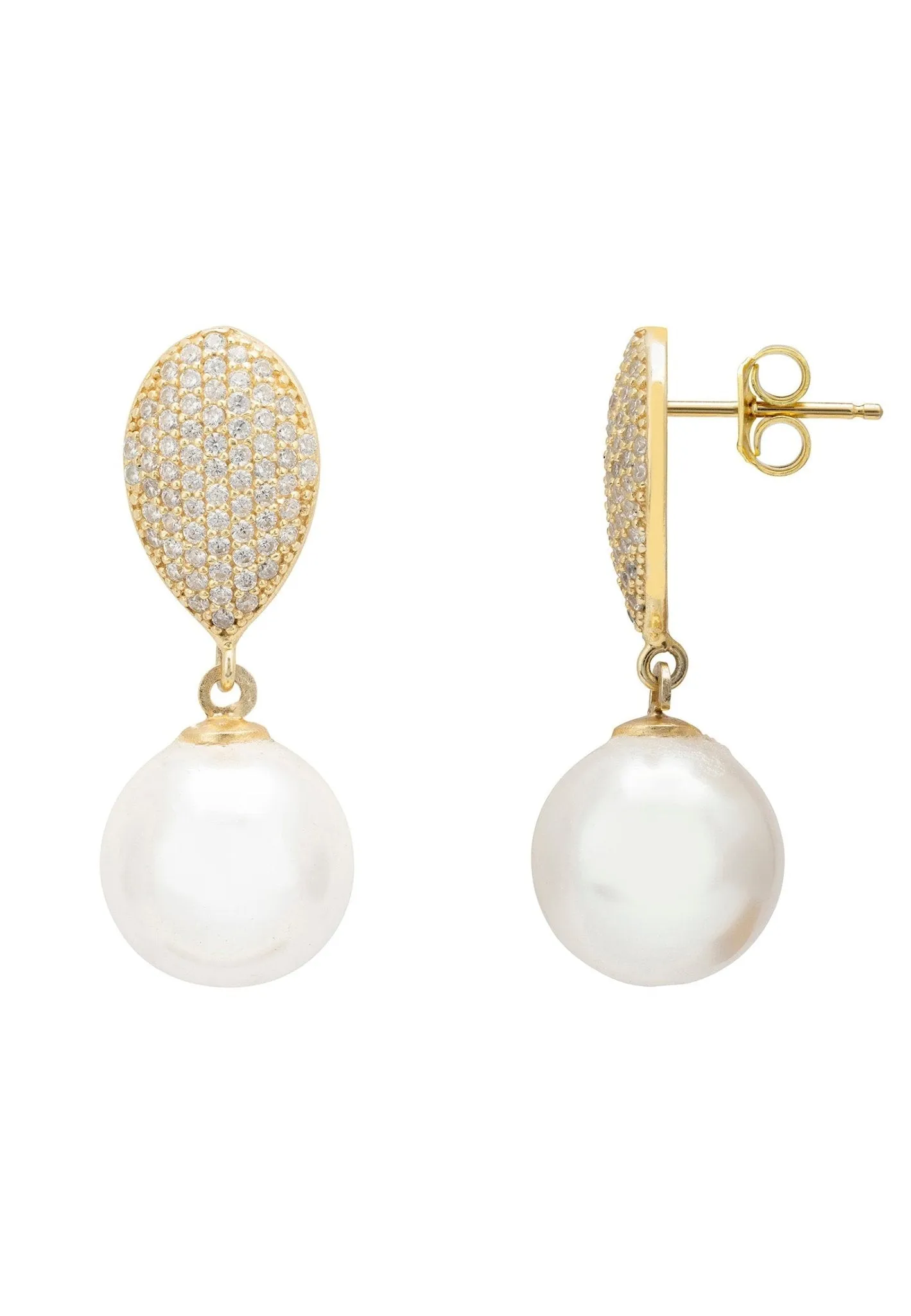Pearl Classic Drop Earrings in Gold