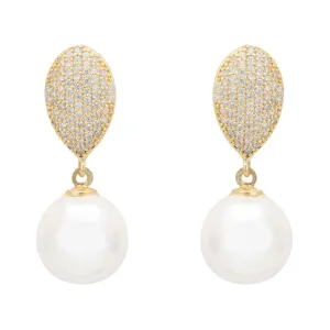 Pearl Classic Drop Earrings in Gold