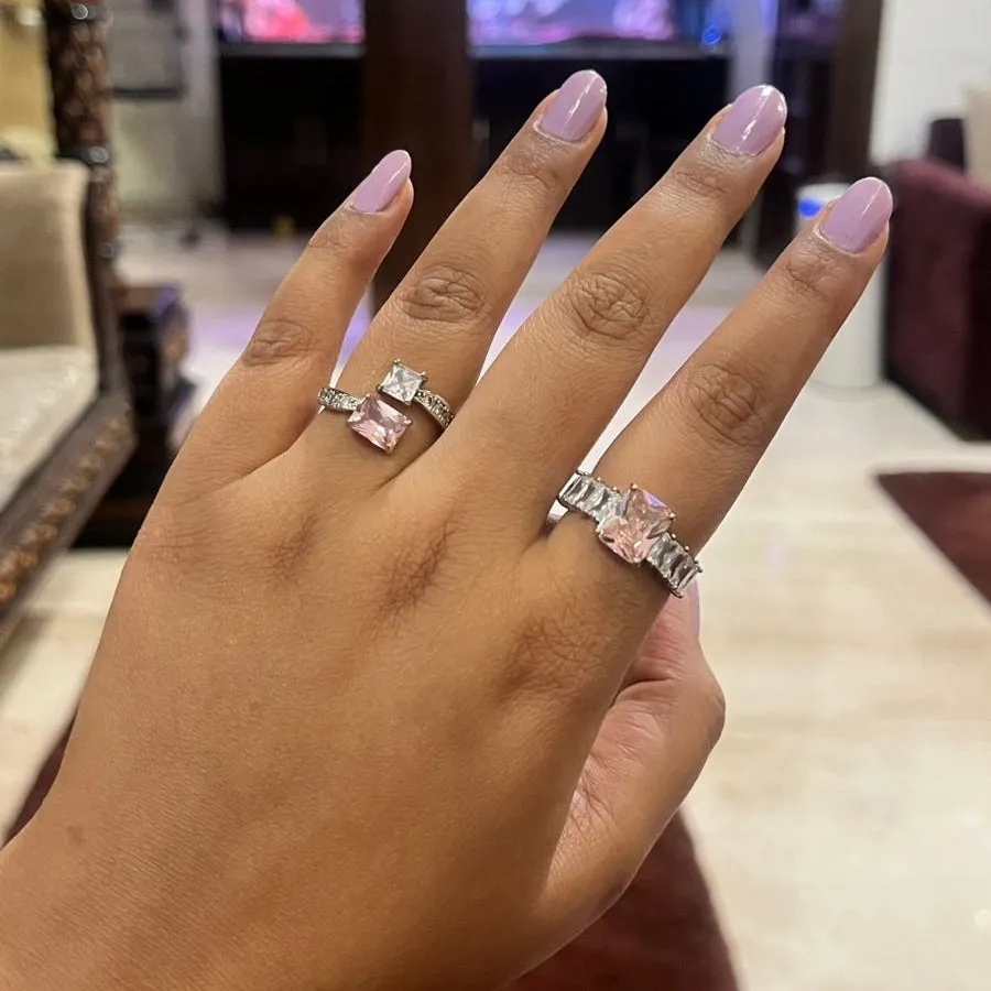 Pink Oval Radiant Ring