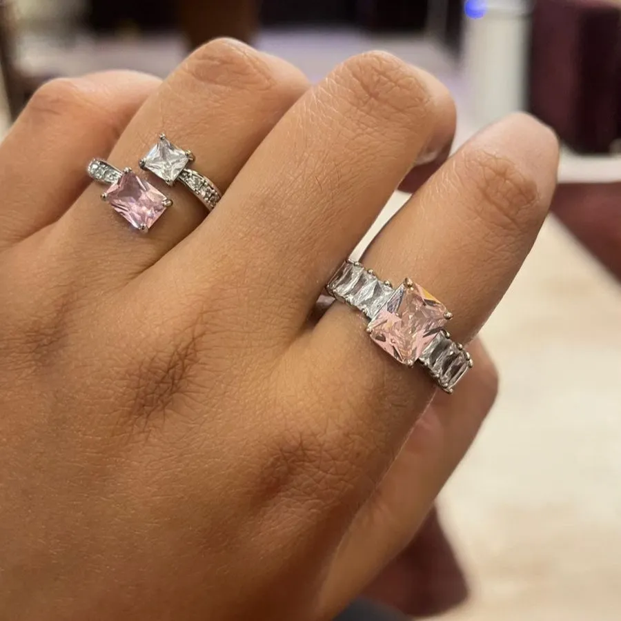 Pink Oval Radiant Ring