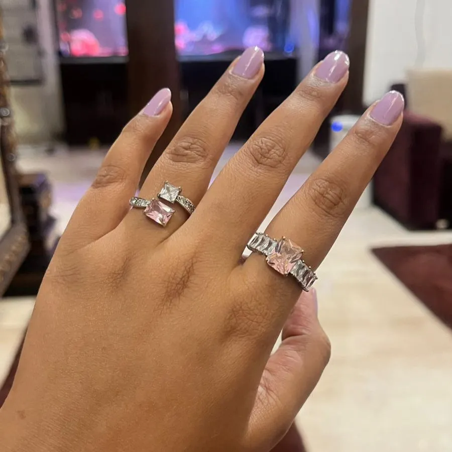 Pink Oval Radiant Ring