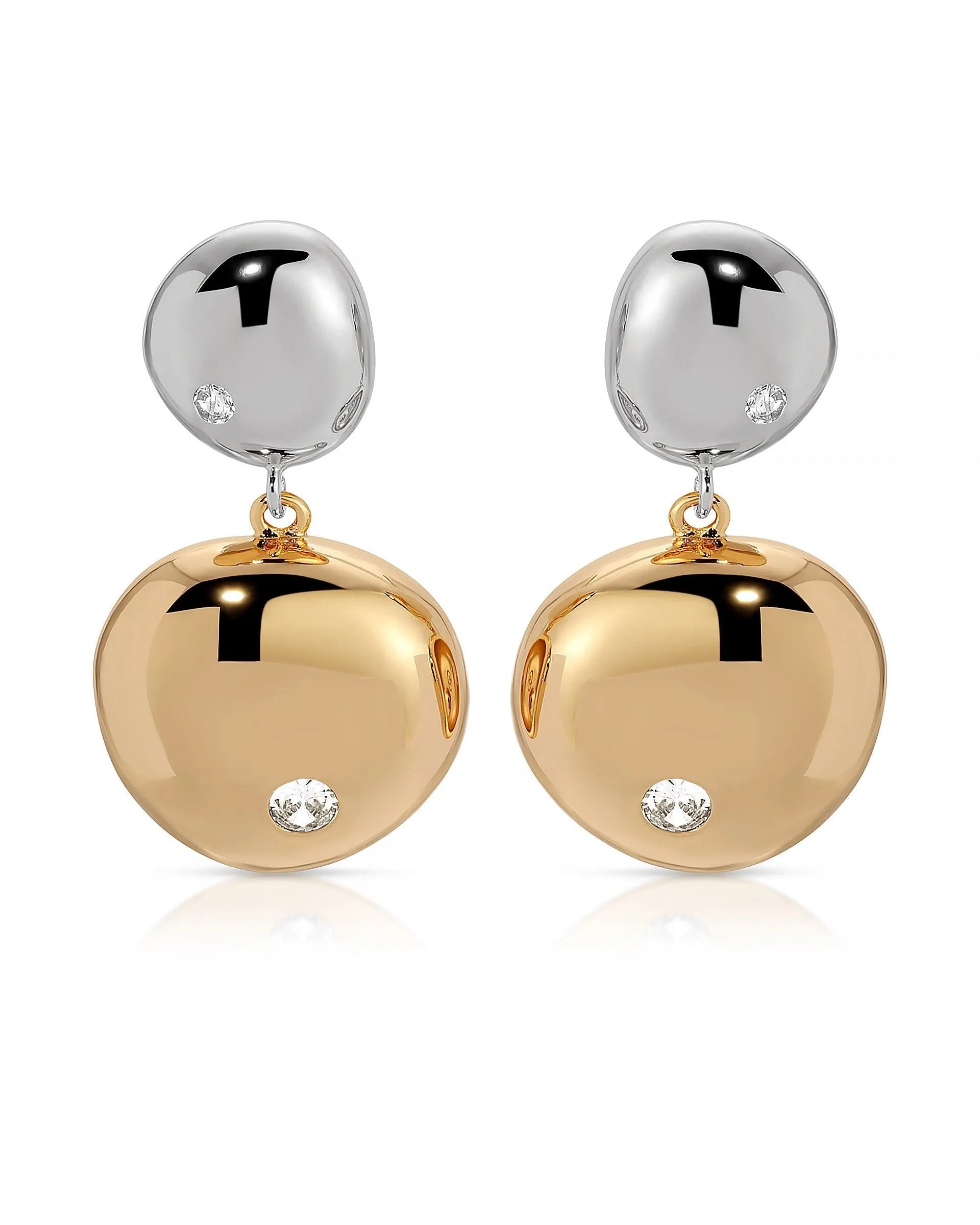 Polished Double Pebble Drop Earrings