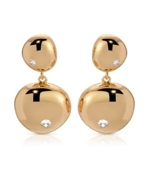 Polished Double Pebble Drop Earrings