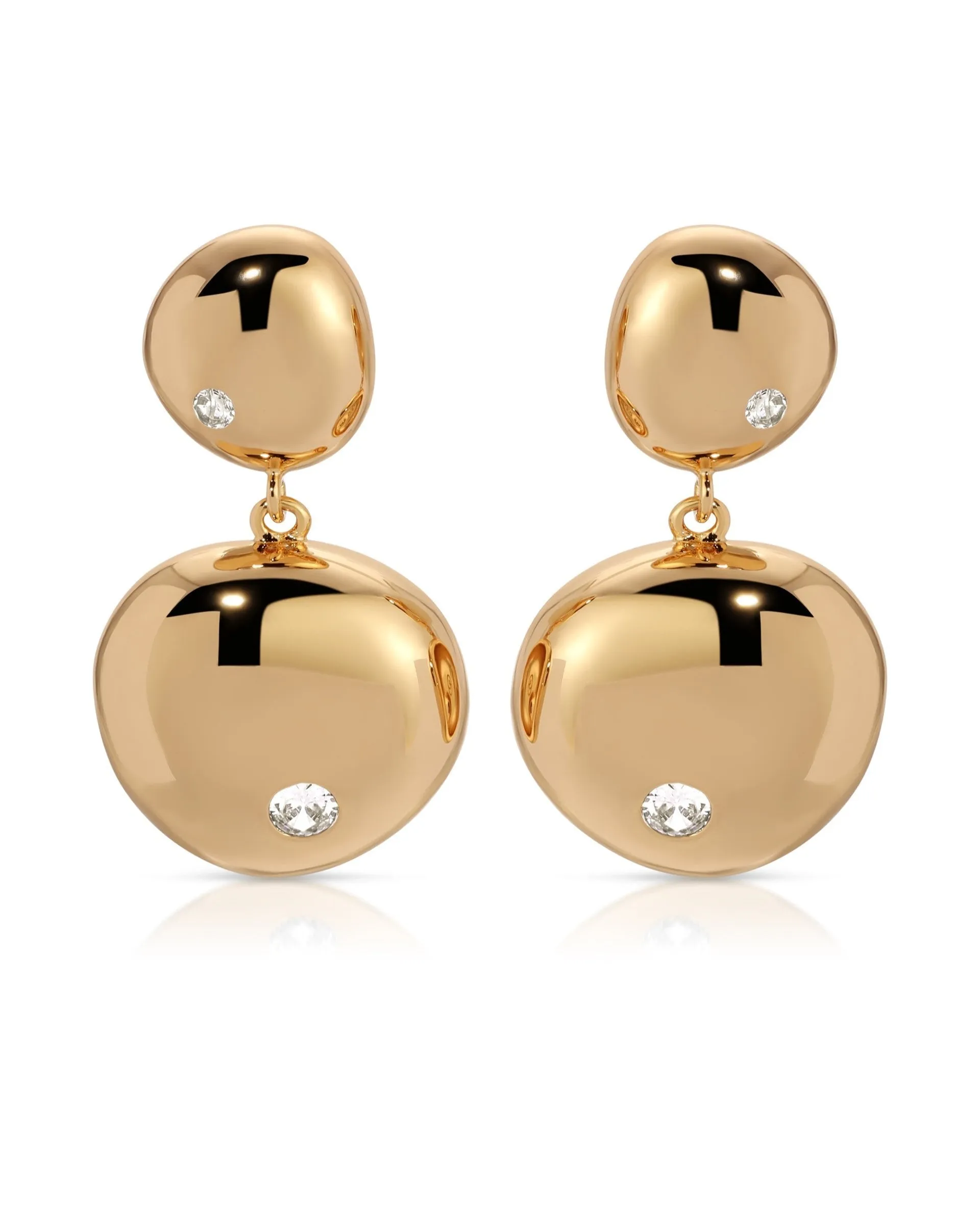 Polished Double Pebble Drop Earrings